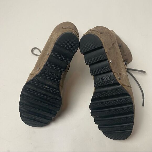Sorel Joan of Arctic Mid Lace Up Wedge Dark Fog Kettle Grey Tan 7.5 - Picture 5 of 6